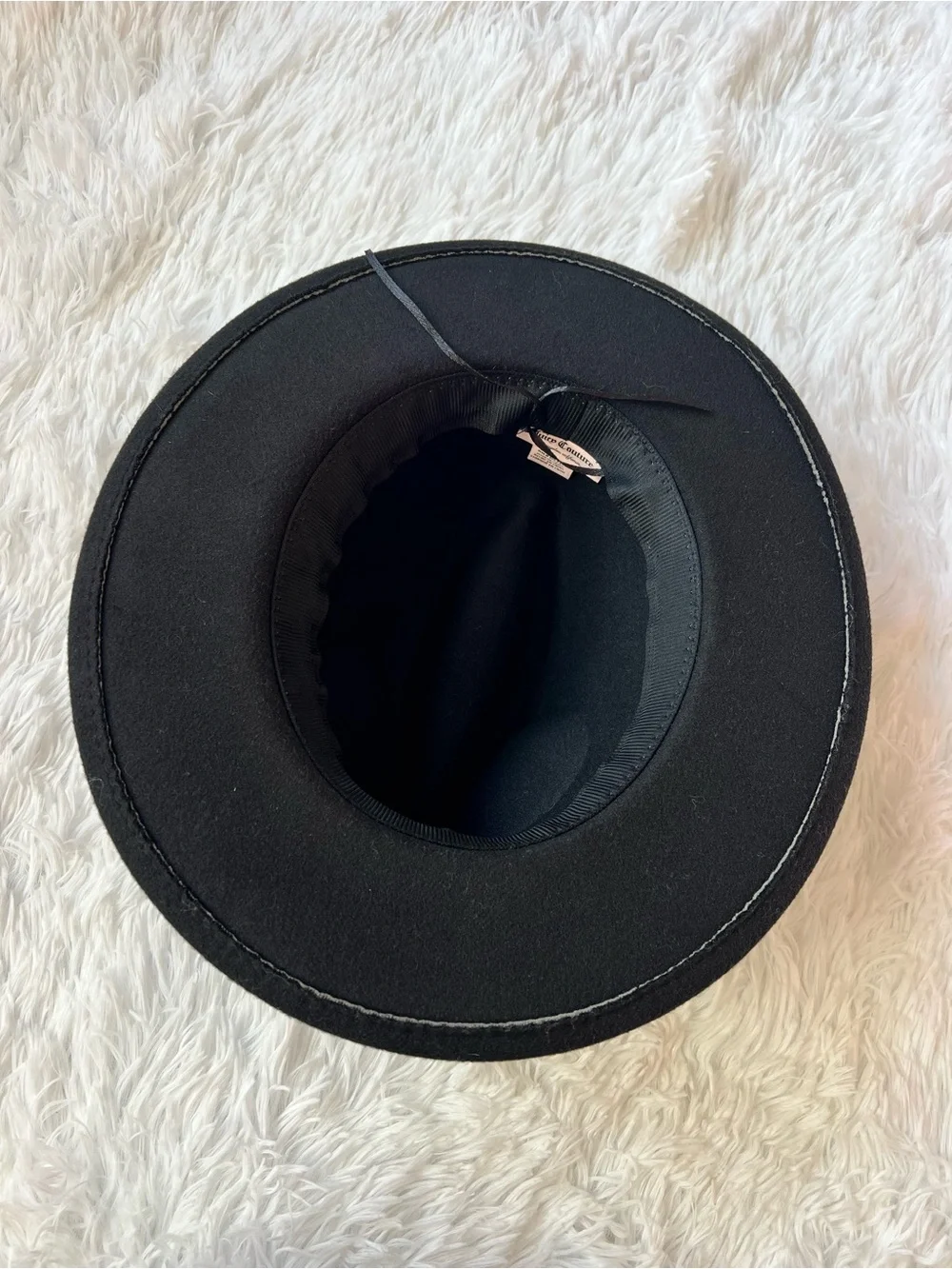 Juicy Couture Black Felt Fedora with Gold Chain Accent